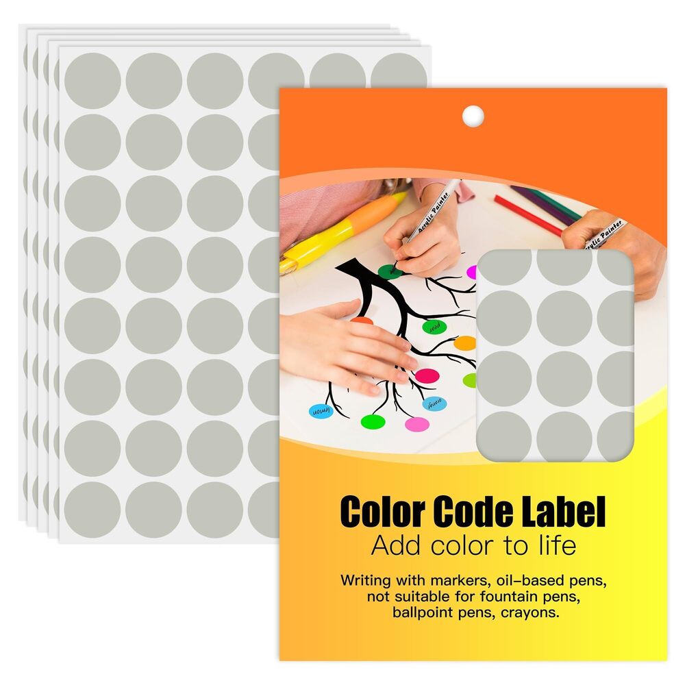 4514 1 Inch Colored Dot Stickers Round Labels 720 Dots, 15 Sheets - Round
